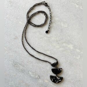 Three-Tier Black Pendant Necklace